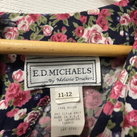 25-Vintage E. D. Michaels Melanie Drucker Dress Cottagecore Prairie Floral 11-12 - Picture 7 of 14